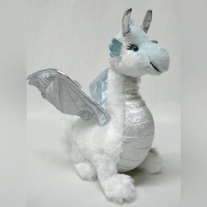 Ganz White & Blue Dragon Plush Stuffed Animal Silver Wings Fantasy Toy